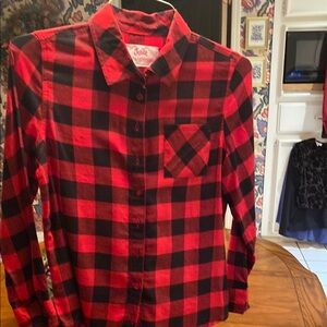 Justice Kids Red and Black Plaid Shirt